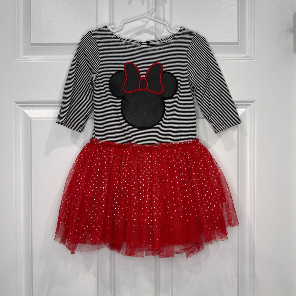 Disney Pippa Julie Girls Minnie Mouse Striped Red Tulle Dress Size 4T